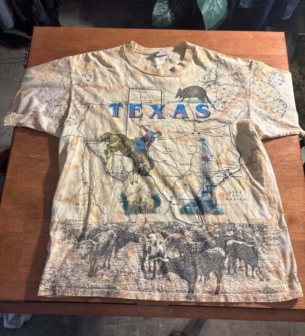 Vintage 1998 Texas Map Graphic T-Shirt XL